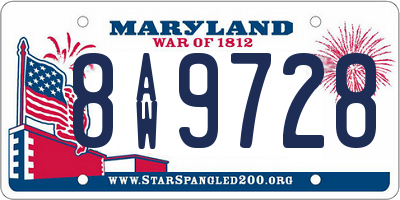 MD license plate 8AW9728