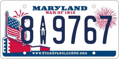 MD license plate 8AW9767