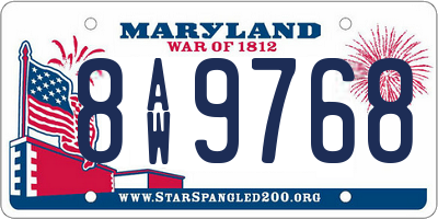 MD license plate 8AW9768