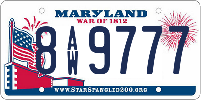 MD license plate 8AW9777