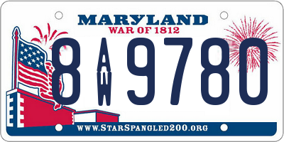 MD license plate 8AW9780