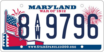 MD license plate 8AW9796