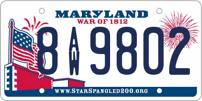 MD license plate 8AW9802