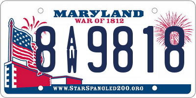 MD license plate 8AW9818