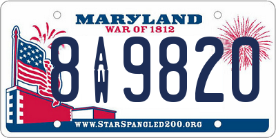 MD license plate 8AW9820