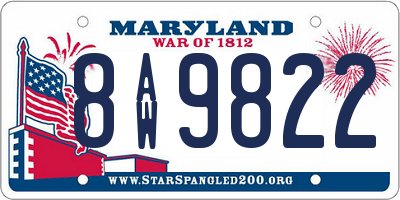 MD license plate 8AW9822