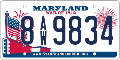 MD license plate 8AW9834