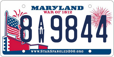MD license plate 8AW9844