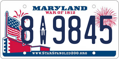 MD license plate 8AW9845