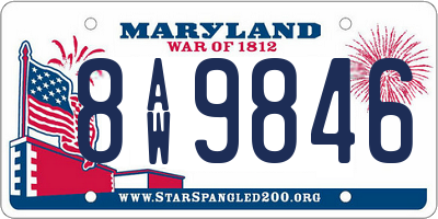 MD license plate 8AW9846