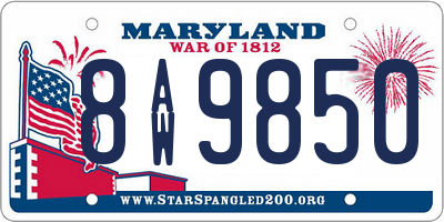 MD license plate 8AW9850