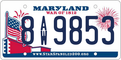 MD license plate 8AW9853