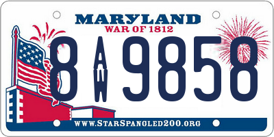 MD license plate 8AW9858