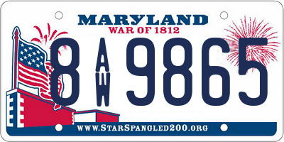 MD license plate 8AW9865