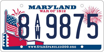MD license plate 8AW9875