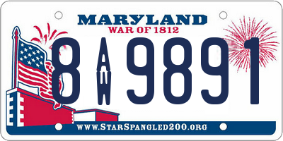 MD license plate 8AW9891