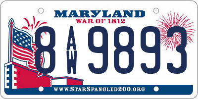 MD license plate 8AW9893