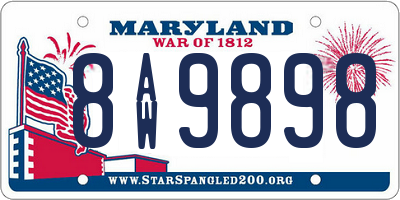 MD license plate 8AW9898