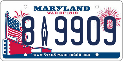 MD license plate 8AW9909