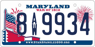 MD license plate 8AW9934