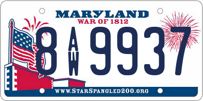 MD license plate 8AW9937