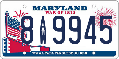 MD license plate 8AW9945
