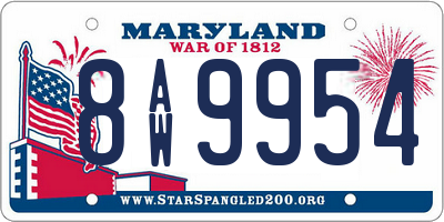 MD license plate 8AW9954