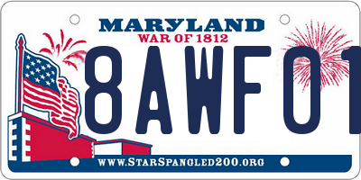 MD license plate 8AWF013