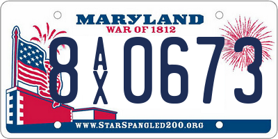 MD license plate 8AX0673