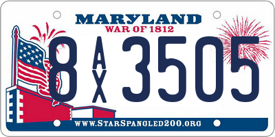 MD license plate 8AX3505