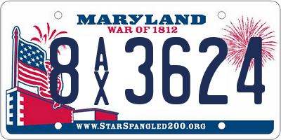 MD license plate 8AX3624