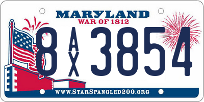 MD license plate 8AX3854