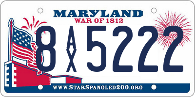 MD license plate 8AX5222