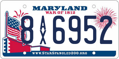 MD license plate 8AX6952