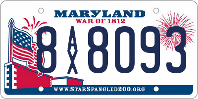 MD license plate 8AX8093