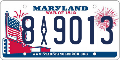 MD license plate 8AX9013