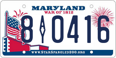MD license plate 8AY0416