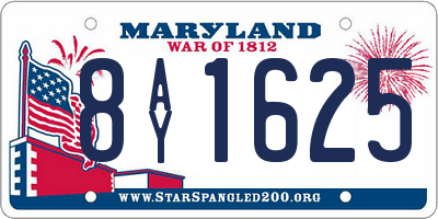 MD license plate 8AY1625