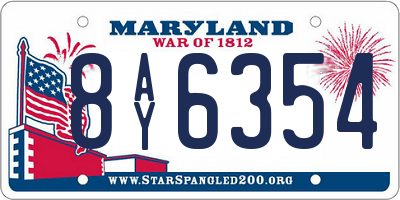 MD license plate 8AY6354