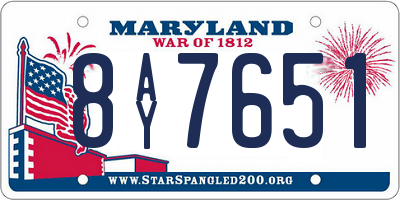 MD license plate 8AY7651