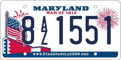 MD license plate 8AZ1551