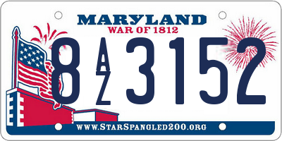 MD license plate 8AZ3152