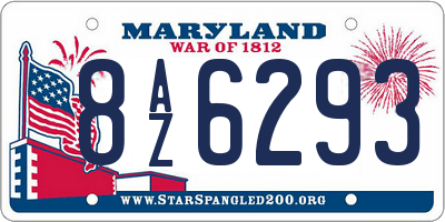 MD license plate 8AZ6293