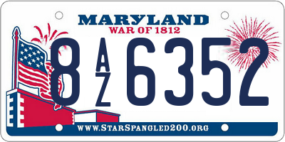 MD license plate 8AZ6352