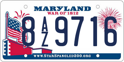 MD license plate 8AZ9716