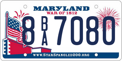 MD license plate 8BA7080