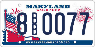 MD license plate 8BB0077