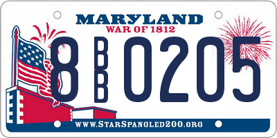 MD license plate 8BB0205