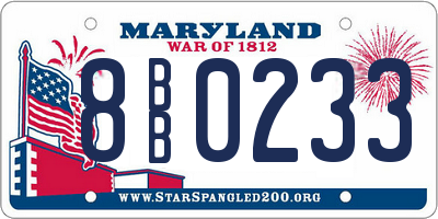 MD license plate 8BB0233