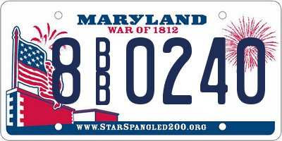 MD license plate 8BB0240